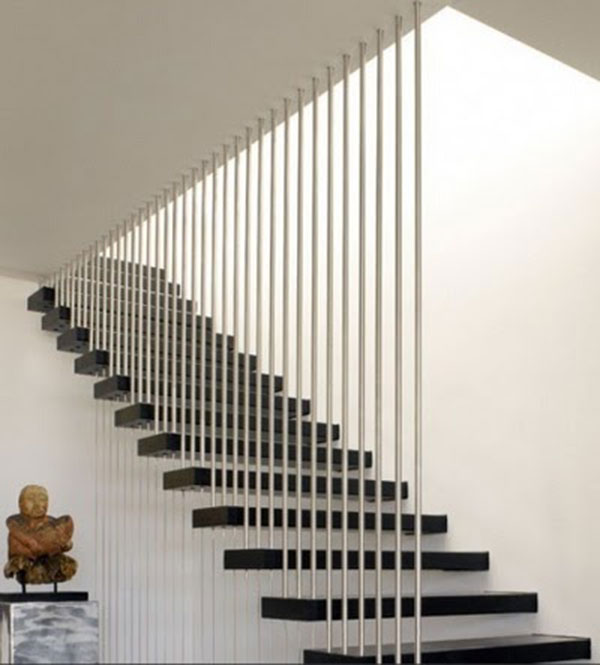 Thiết kế cầu thang dây cáp dọc cho không gian nhà ở hiện đại